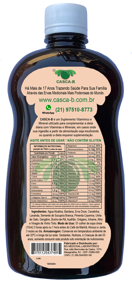 Casca B Arthrosis Liquid - Kit for 90 days of treatment - 09 Bottles