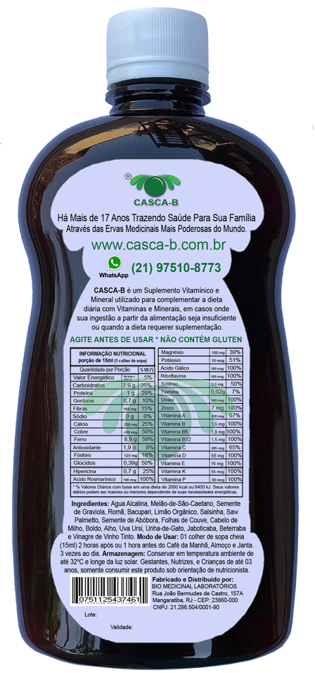 Casca B Prostate Liquid - Kit for 90 days of treatment - 09 Bottles